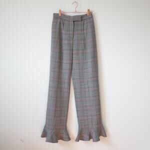 Rosie Assoulin Connor Plaid Pants Ruffle Hem 26" 0 NWT